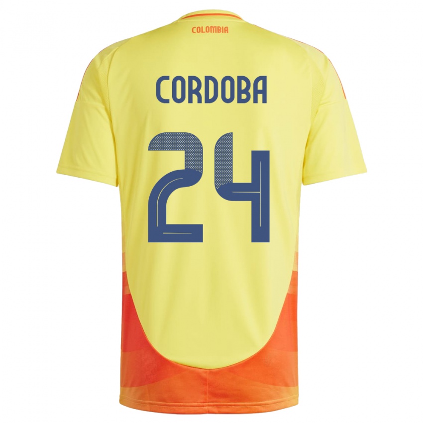 Homem Camisola Colômbia Jhon Córdoba #24 Amarelo Principal 24-26 Camisa Brasil