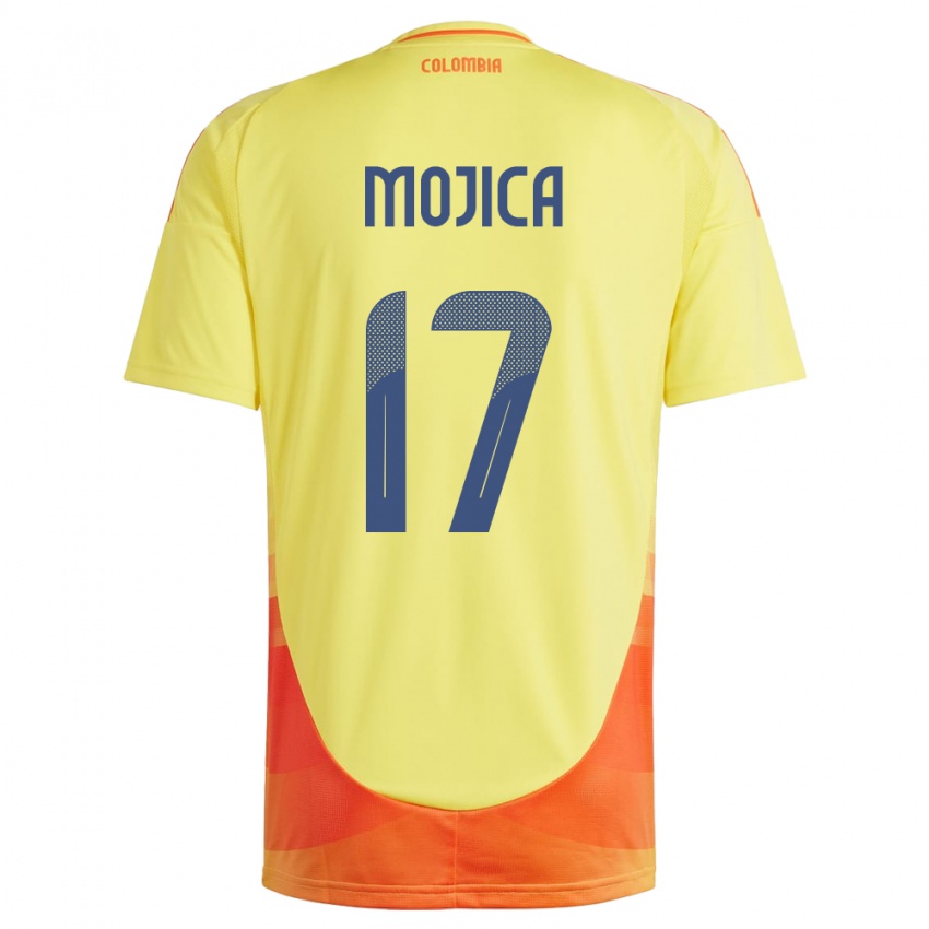 Homem Camisola Colômbia Johan Mojica #17 Amarelo Principal 24-26 Camisa Brasil