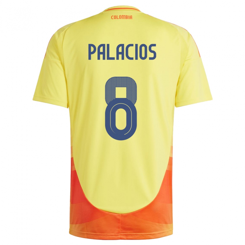 Homem Camisola Colômbia Brahian Palacios #8 Amarelo Principal 24-26 Camisa Brasil