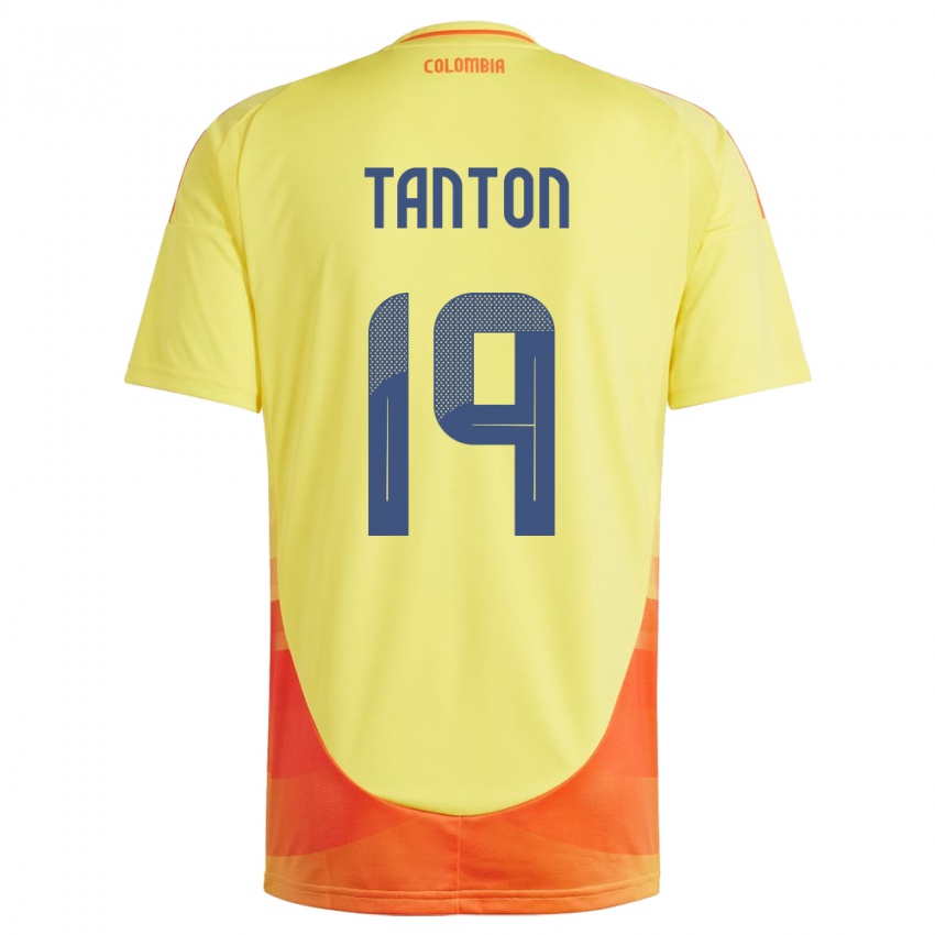 Homem Camisola Colômbia Devan Tanton #19 Amarelo Principal 24-26 Camisa Brasil