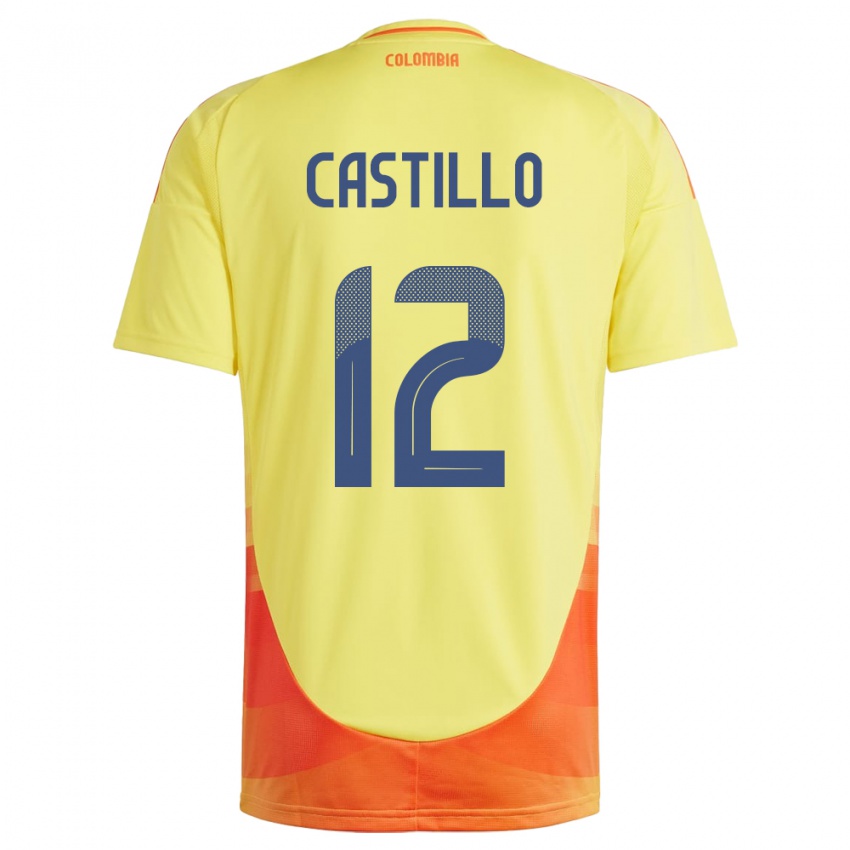 Homem Camisola Colômbia Juan Castillo #12 Amarelo Principal 24-26 Camisa Brasil