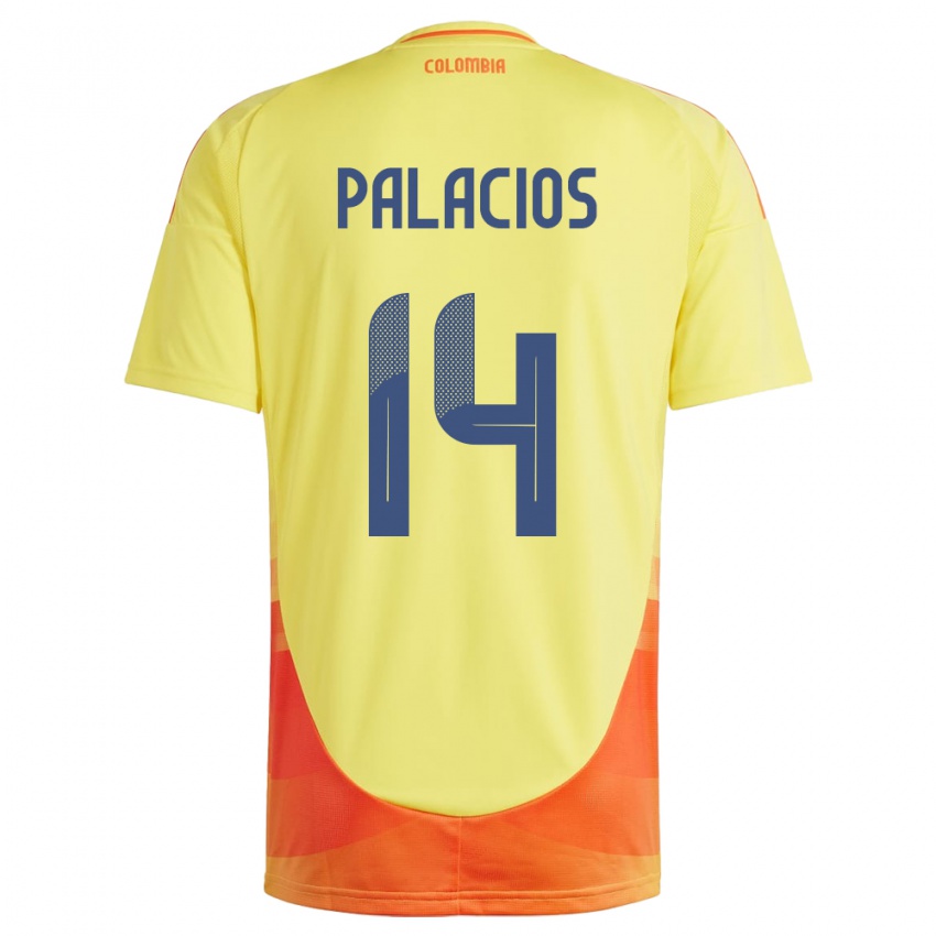 Homem Camisola Colômbia Julián Palacios #14 Amarelo Principal 24-26 Camisa Brasil