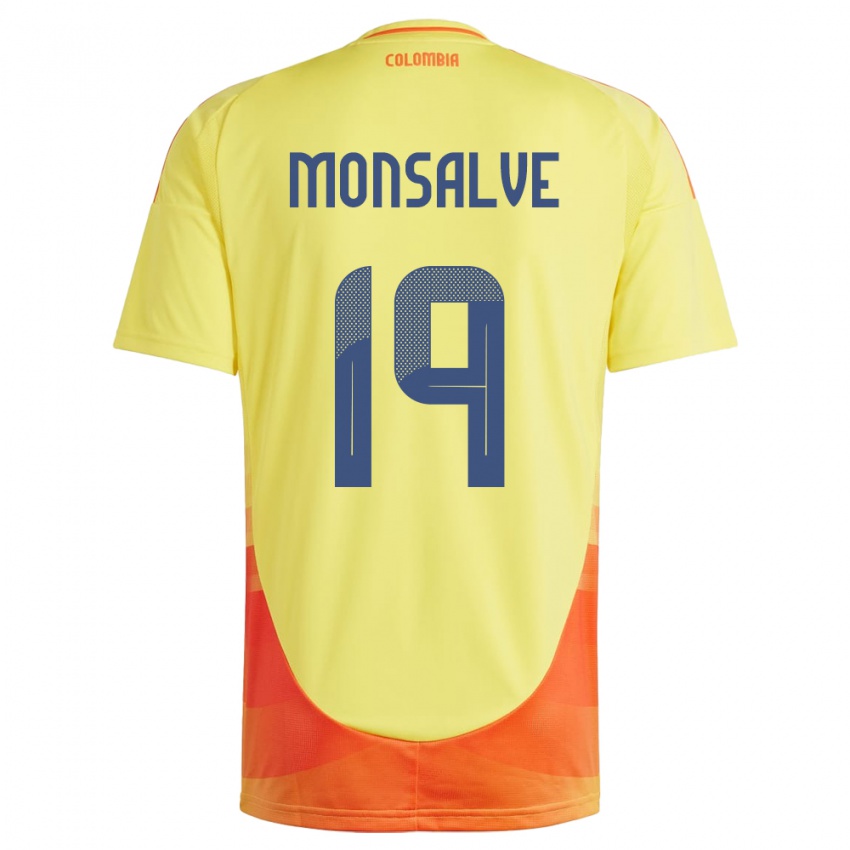 Homem Camisola Colômbia Miguel Monsalve #19 Amarelo Principal 24-26 Camisa Brasil