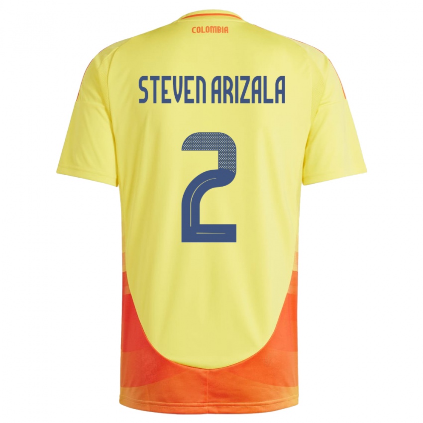 Homem Camisola Colômbia Elver Steven Arizala #2 Amarelo Principal 24-26 Camisa Brasil