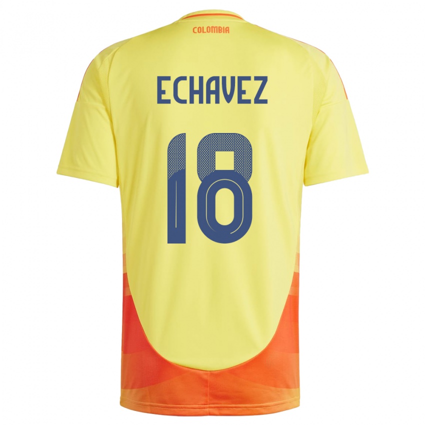 Homem Camisola Colômbia Jhon Echavez #18 Amarelo Principal 24-26 Camisa Brasil