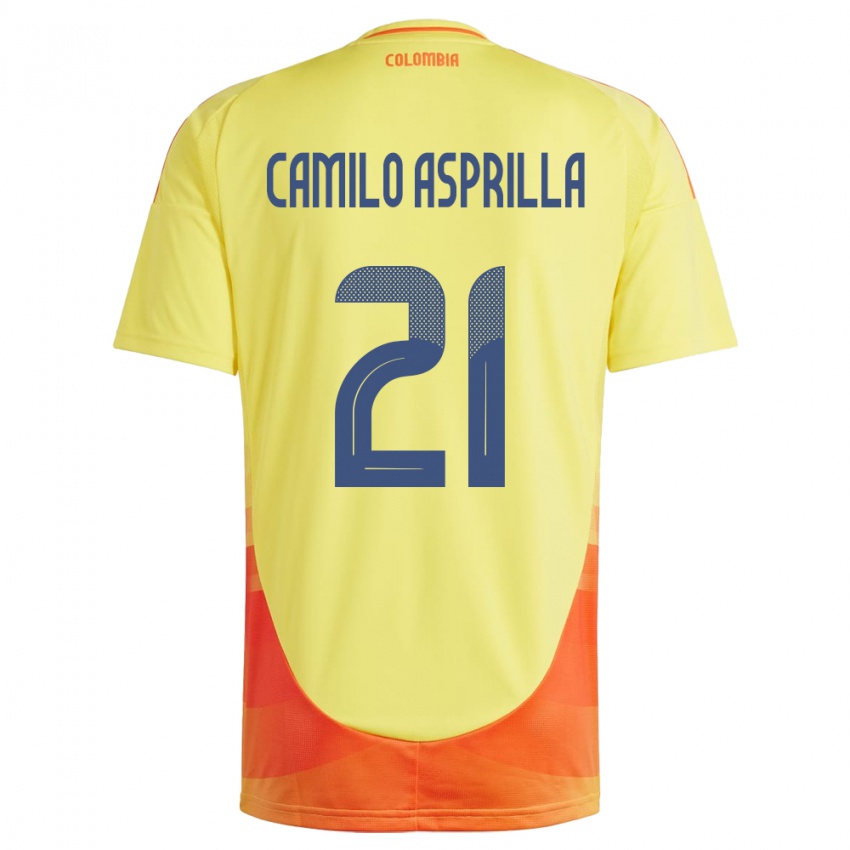 Homem Camisola Colômbia Juan Camilo Asprilla #21 Amarelo Principal 24-26 Camisa Brasil