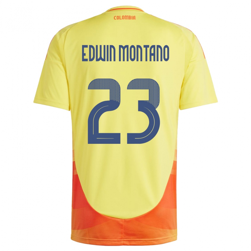 Homem Camisola Colômbia John Edwin Montaño #23 Amarelo Principal 24-26 Camisa Brasil