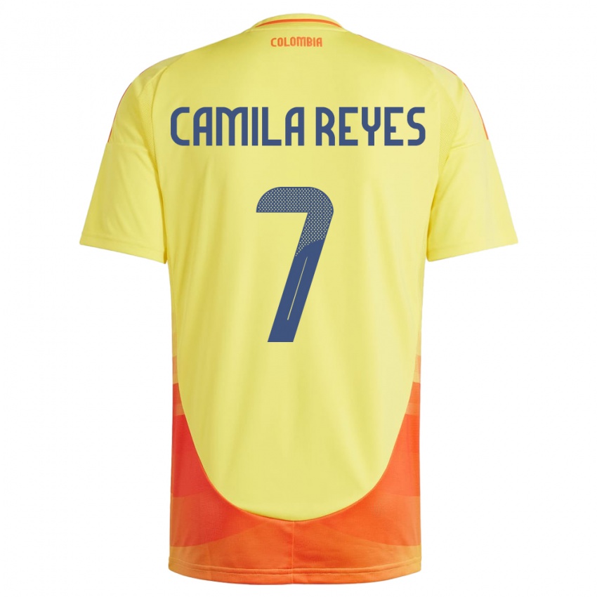 Homem Camisola Colômbia María Camila Reyes #7 Amarelo Principal 24-26 Camisa Brasil