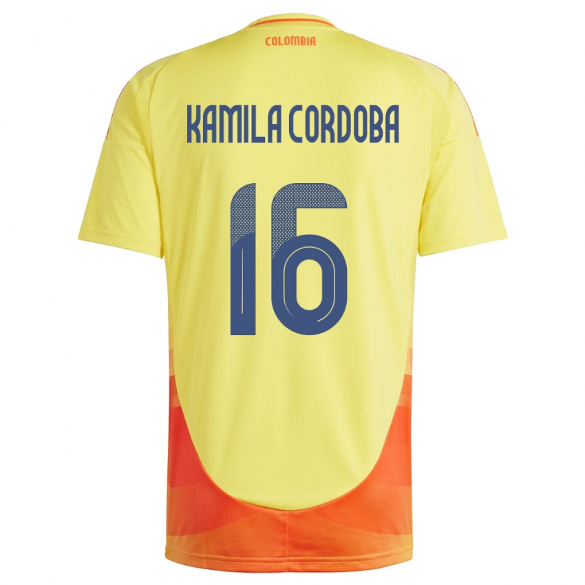 Homem Camisola Colômbia Sara Kamila Córdoba #16 Amarelo Principal 24-26 Camisa Brasil