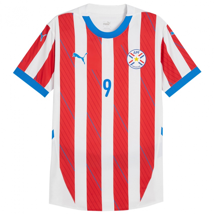 Homem Camisola Paraguai Antonio Sanabria #9 Branco Vermelho Principal 24-26 Camisa Brasil