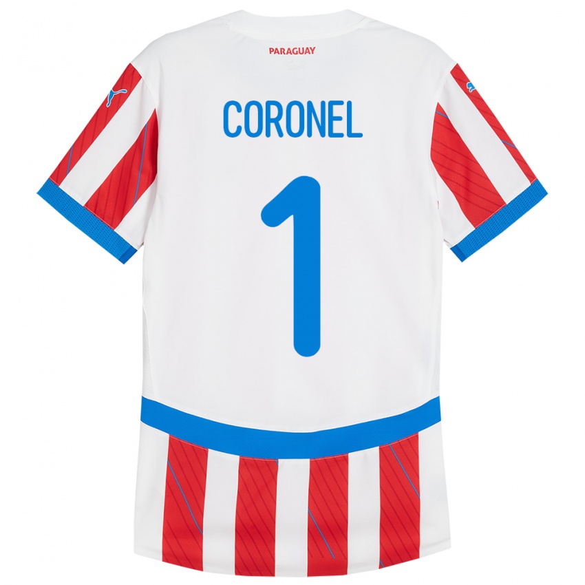 Homem Camisola Paraguai Carlos Coronel #1 Branco Vermelho Principal 24-26 Camisa Brasil