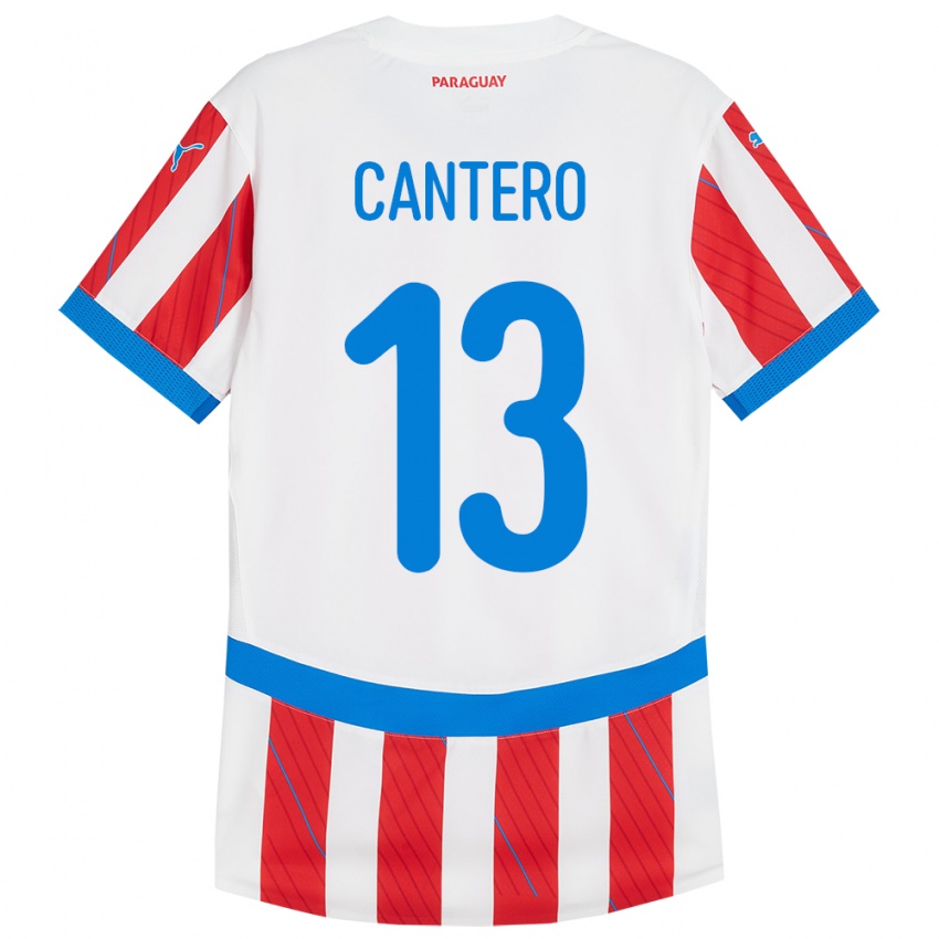 Homem Camisola Paraguai Alexis Cantero #13 Branco Vermelho Principal 24-26 Camisa Brasil