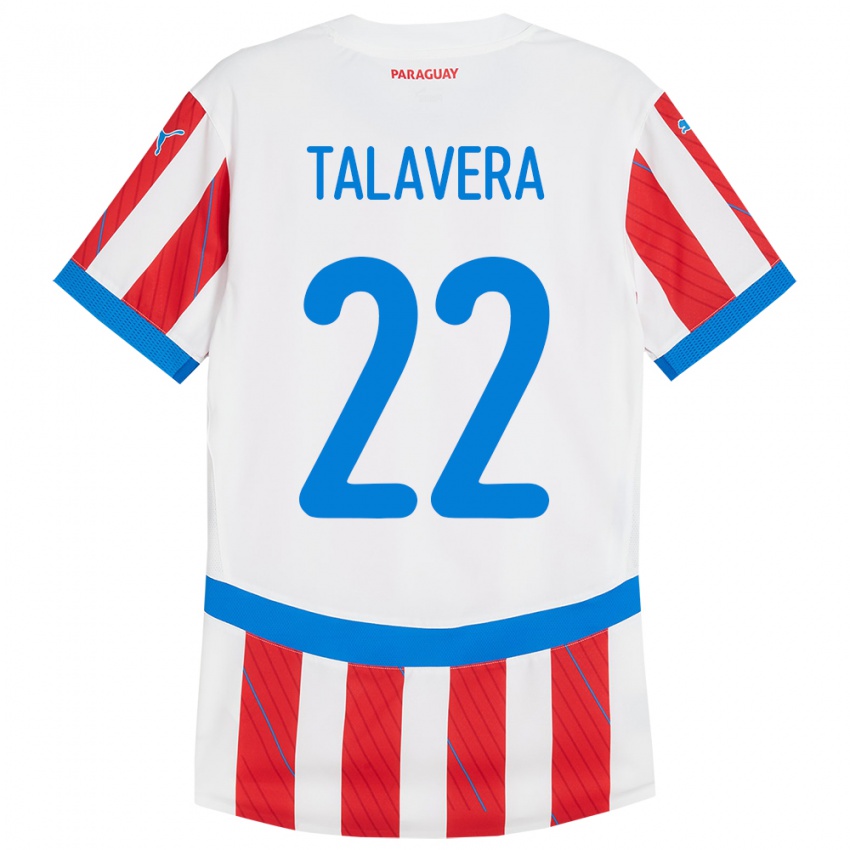 Homem Camisola Paraguai Javier Talavera #22 Branco Vermelho Principal 24-26 Camisa Brasil