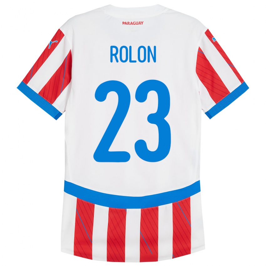 Homem Camisola Paraguai Luis Rolón #23 Branco Vermelho Principal 24-26 Camisa Brasil