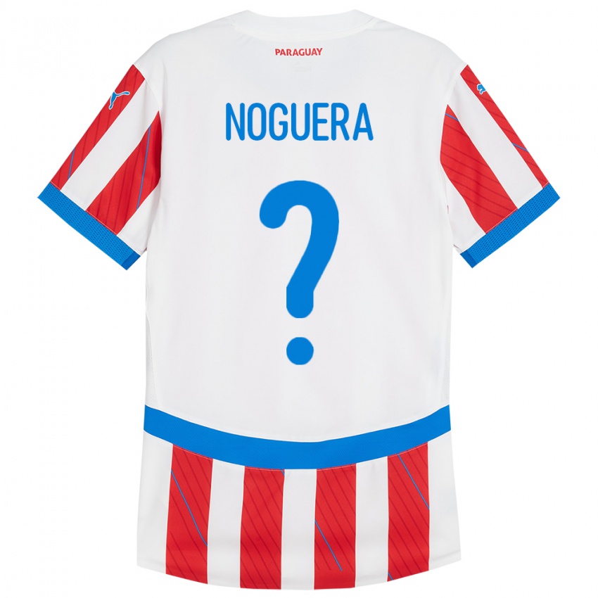 Homem Camisola Paraguai Junior Noguera #0 Branco Vermelho Principal 24-26 Camisa Brasil