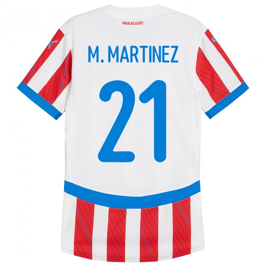 Homem Camisola Paraguai María Martínez #21 Branco Vermelho Principal 24-26 Camisa Brasil