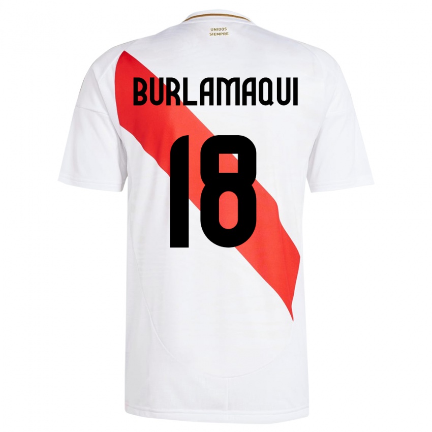 Homem Camisola Peru Alessandro Burlamaqui #18 Branco Principal 24-26 Camisa Brasil