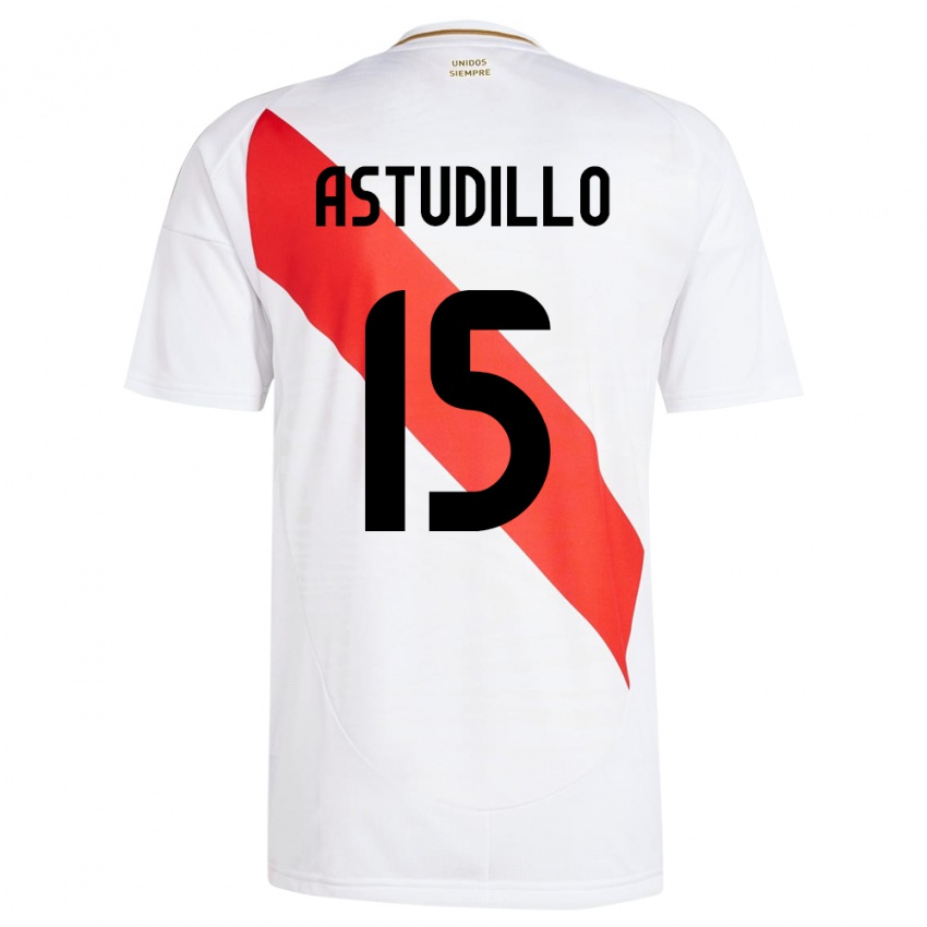 Homem Camisola Peru Julinho Astudillo #15 Branco Principal 24-26 Camisa Brasil