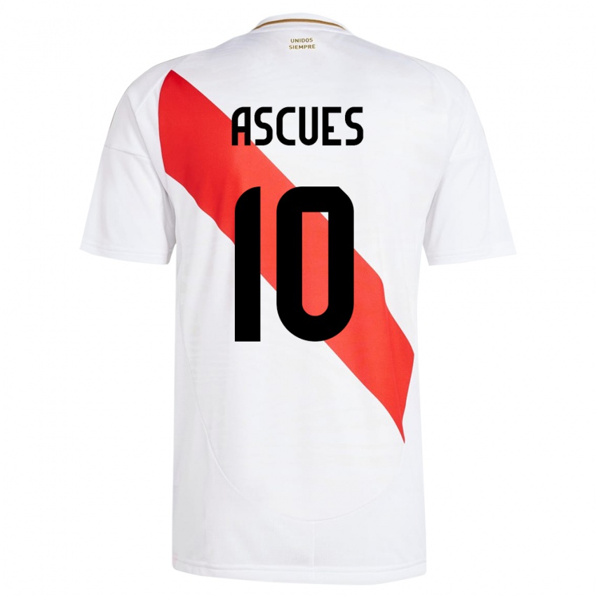 Homem Camisola Peru Adrián Ascues #10 Branco Principal 24-26 Camisa Brasil