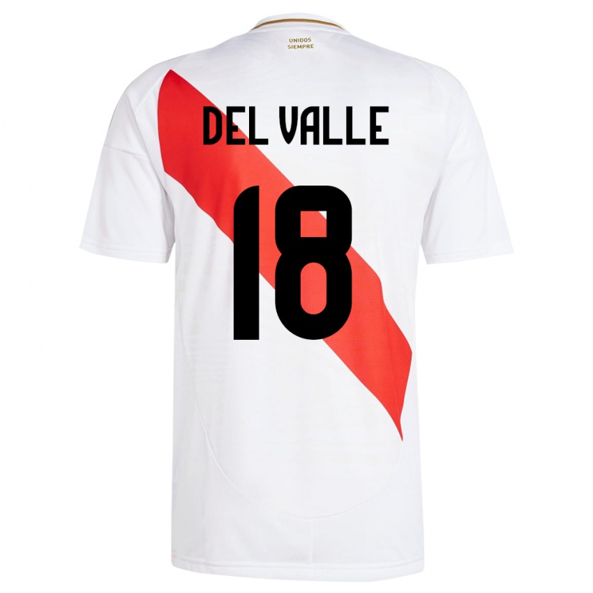 Homem Camisola Peru Yamir Del Valle #18 Branco Principal 24-26 Camisa Brasil