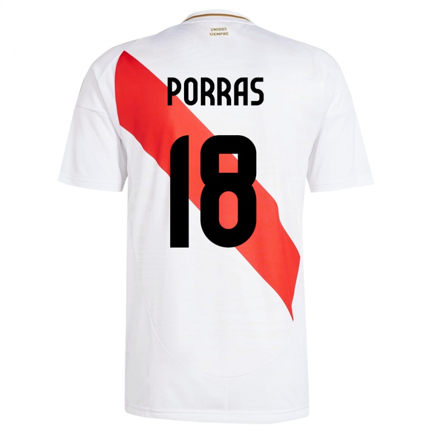 Homem Camisola Peru Sashenka Porras #18 Branco Principal 24-26 Camisa Brasil