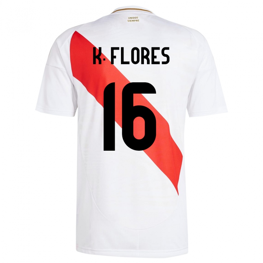 Homem Camisola Peru Kimbherly Flores #16 Branco Principal 24-26 Camisa Brasil