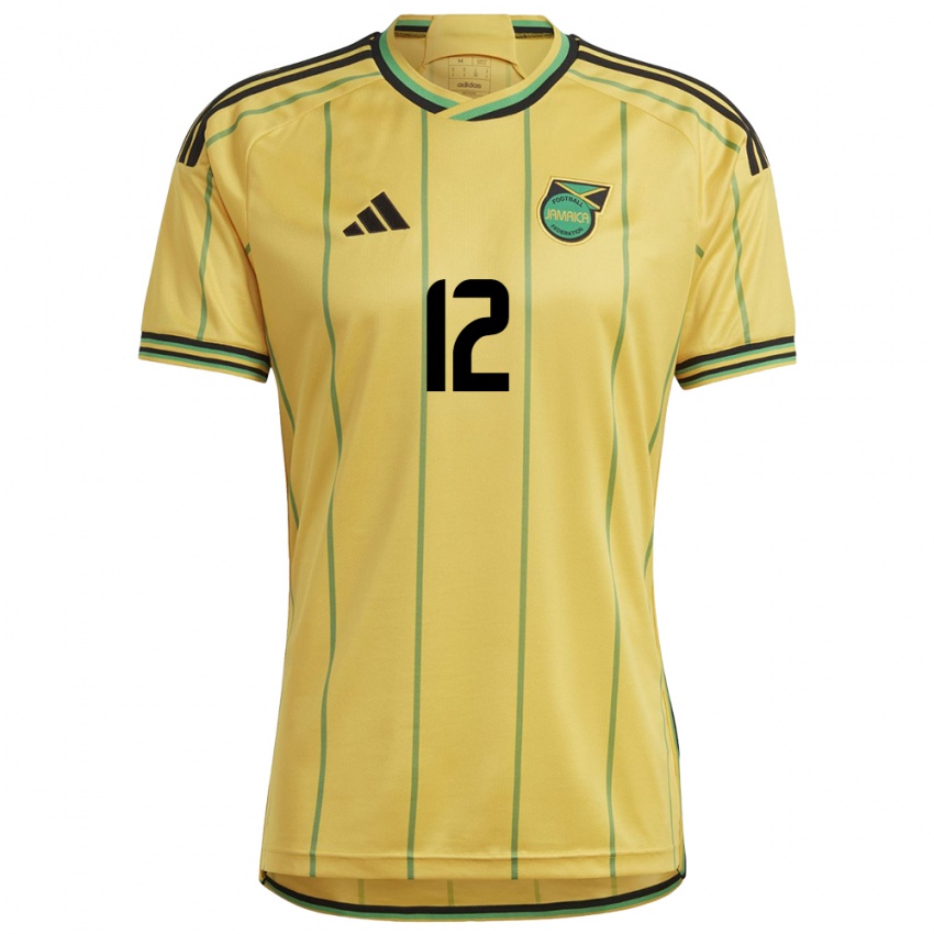 Homem Camisola Jamaica Sashana Campbell #12 Amarelo Principal 24-26 Camisa Brasil