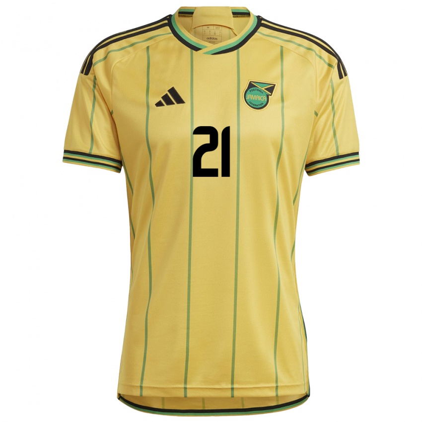 Homem Camisola Jamaica Cheyna Matthews #21 Amarelo Principal 24-26 Camisa Brasil