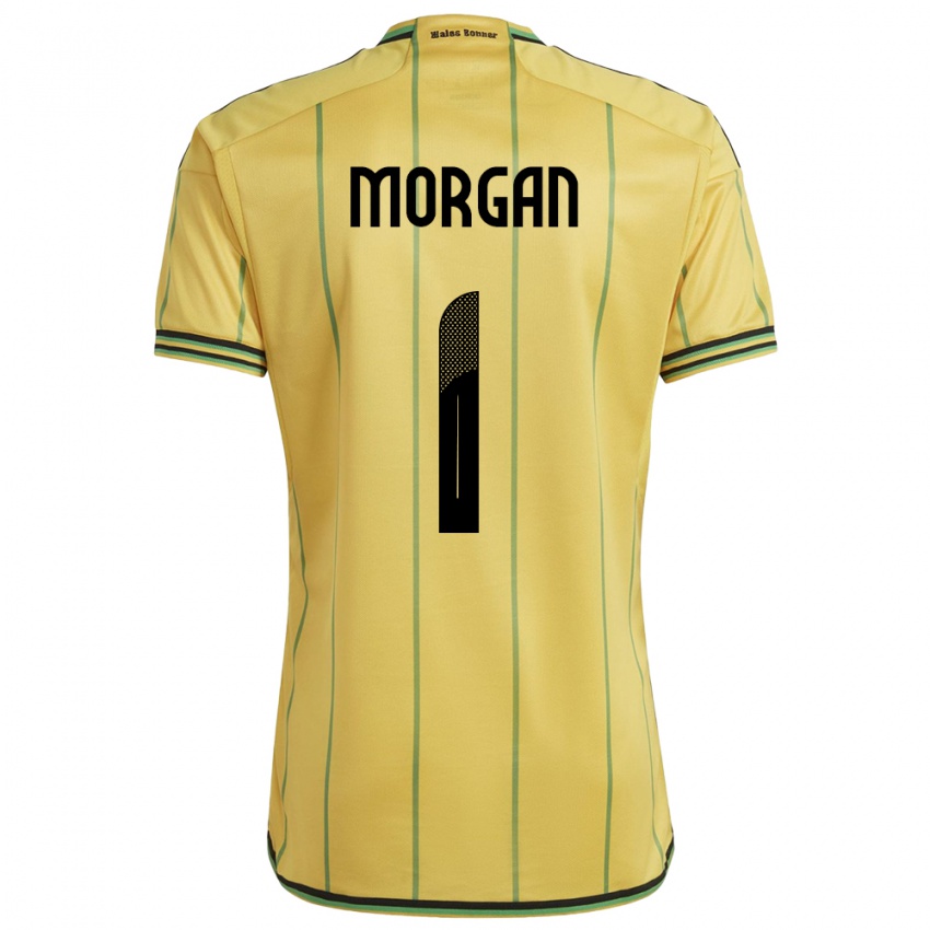 Homem Camisola Jamaica Aliyah Morgan #1 Amarelo Principal 24-26 Camisa Brasil