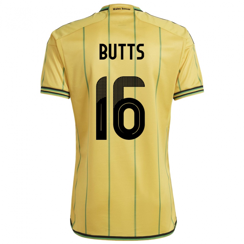 Homem Camisola Jamaica Njeri Butts #16 Amarelo Principal 24-26 Camisa Brasil