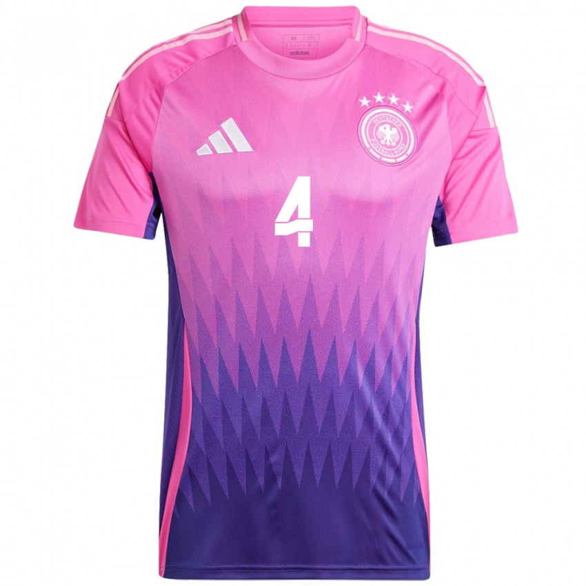 Homem Camisola Alemanha Jonathan Tah #4 Rosa Roxo Alternativa 24-26 Camisa Brasil