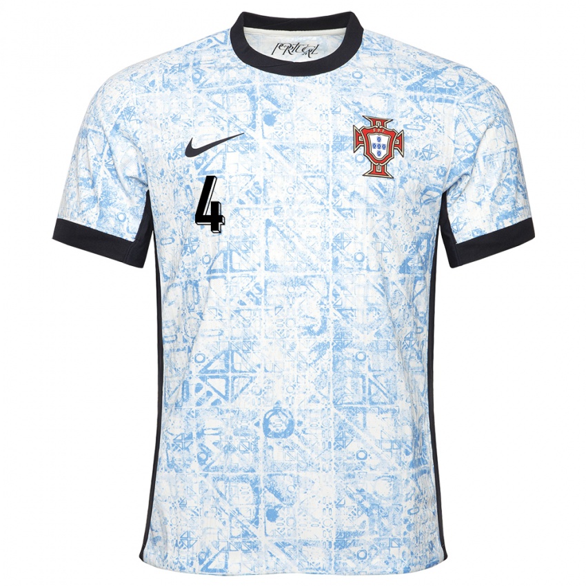 Homem Camisola Portugal Alexandre Penetra #4 Azul Creme Alternativa 24-26 Camisa Brasil