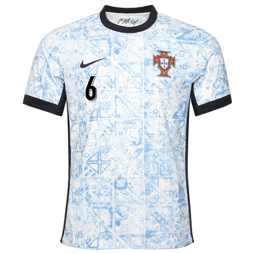 Homem Camisola Portugal Dario Essugo #6 Azul Creme Alternativa 24-26 Camisa Brasil