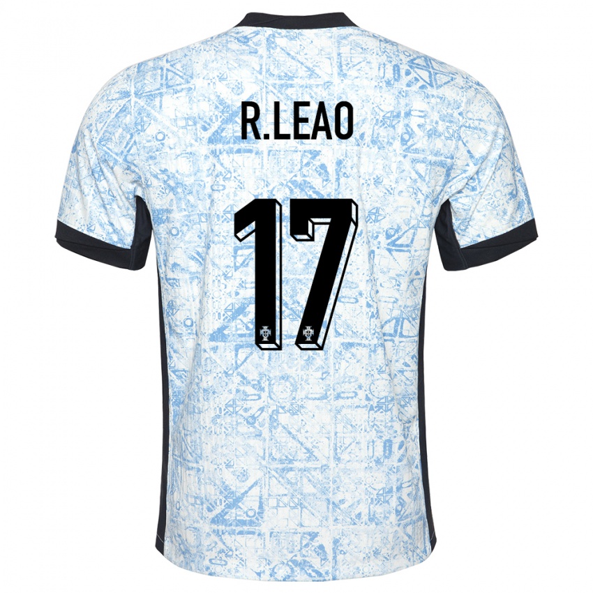 Homem Camisola Portugal Rafael Leao #17 Azul Creme Alternativa 24-26 Camisa Brasil