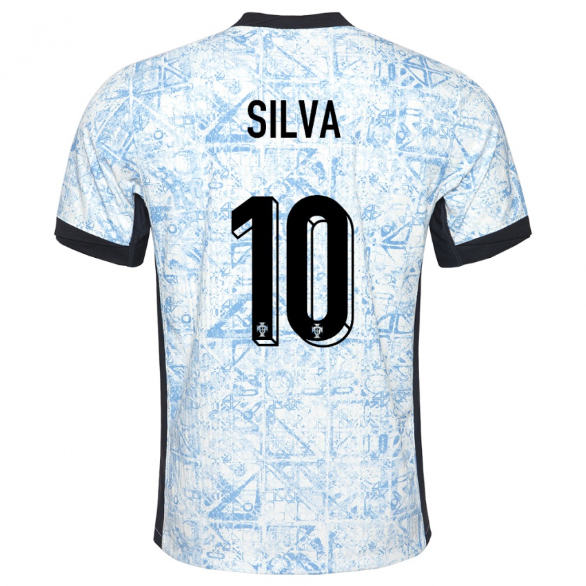 Homem Camisola Portugal Jessica Silva #10 Azul Creme Alternativa 24-26 Camisa Brasil