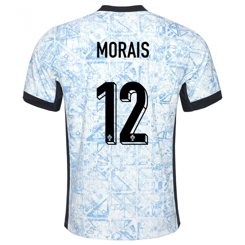 Homem Camisola Portugal Patricia Morais #12 Azul Creme Alternativa 24-26 Camisa Brasil