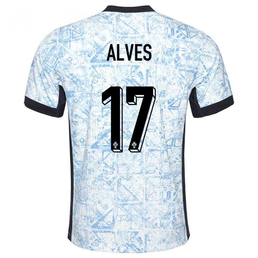 Homem Camisola Portugal Lucia Alves #17 Azul Creme Alternativa 24-26 Camisa Brasil