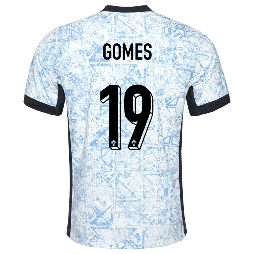 Homem Camisola Portugal Diana Gomes #19 Azul Creme Alternativa 24-26 Camisa Brasil