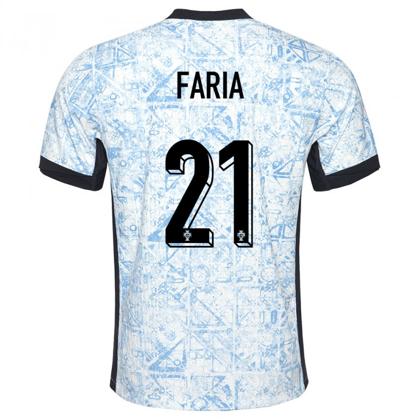 Homem Camisola Portugal Andreia Faria #21 Azul Creme Alternativa 24-26 Camisa Brasil