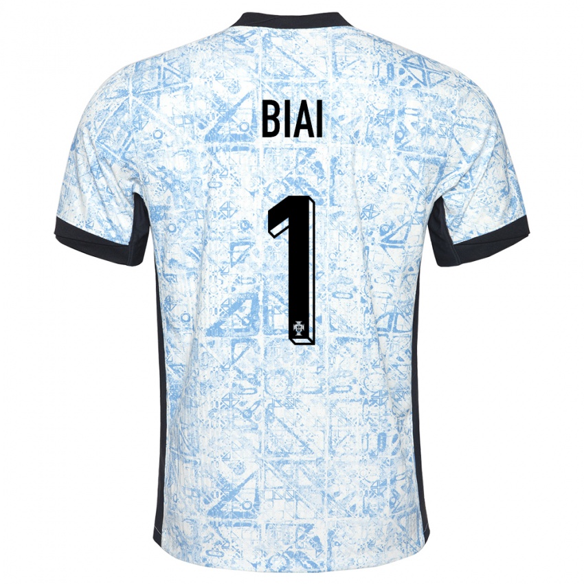 Homem Camisola Portugal Celton Biai #1 Azul Creme Alternativa 24-26 Camisa Brasil