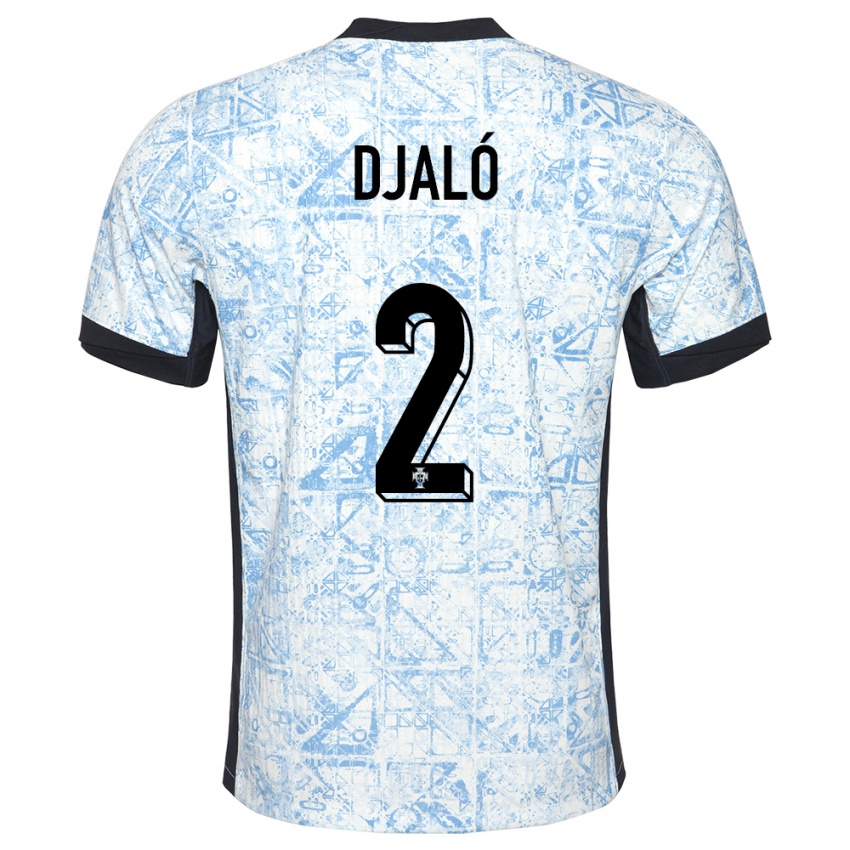 Homem Camisola Portugal Tiago Djalo #2 Azul Creme Alternativa 24-26 Camisa Brasil