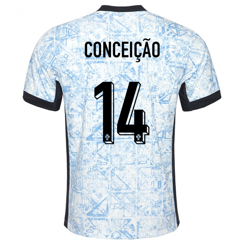 Homem Camisola Portugal Rodrigo Conceicao #14 Azul Creme Alternativa 24-26 Camisa Brasil