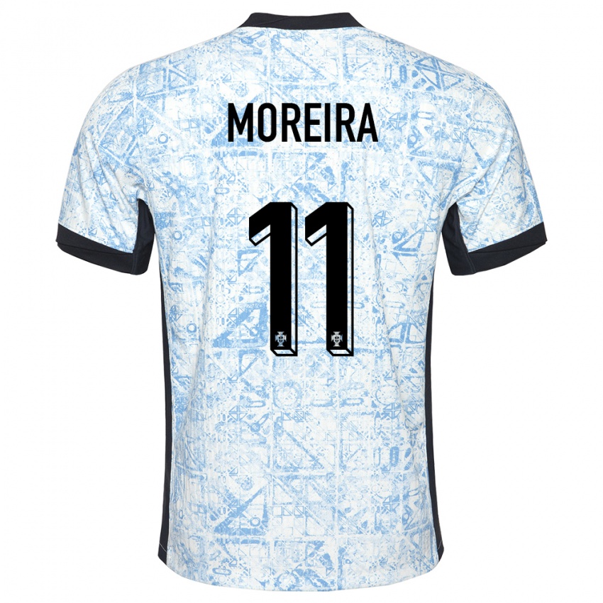 Homem Camisola Portugal Diego Moreira #11 Azul Creme Alternativa 24-26 Camisa Brasil