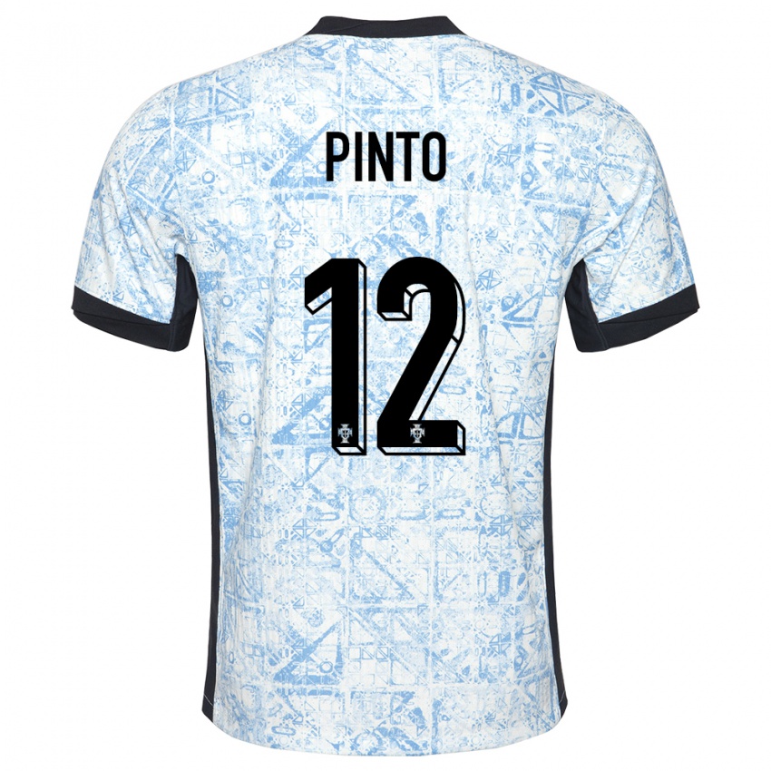 Homem Camisola Portugal Diogo Pinto #12 Azul Creme Alternativa 24-26 Camisa Brasil