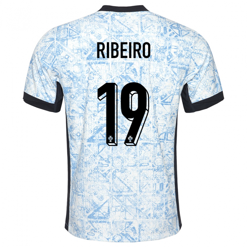 Homem Camisola Portugal Rodrigo Ribeiro #19 Azul Creme Alternativa 24-26 Camisa Brasil