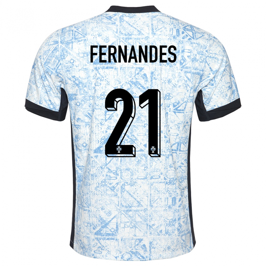 Homem Camisola Portugal Mateus Fernandes #21 Azul Creme Alternativa 24-26 Camisa Brasil