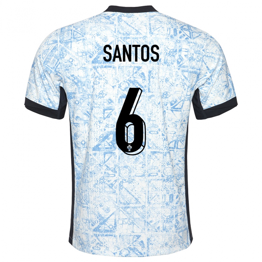 Homem Camisola Portugal Vasco Santos #6 Azul Creme Alternativa 24-26 Camisa Brasil