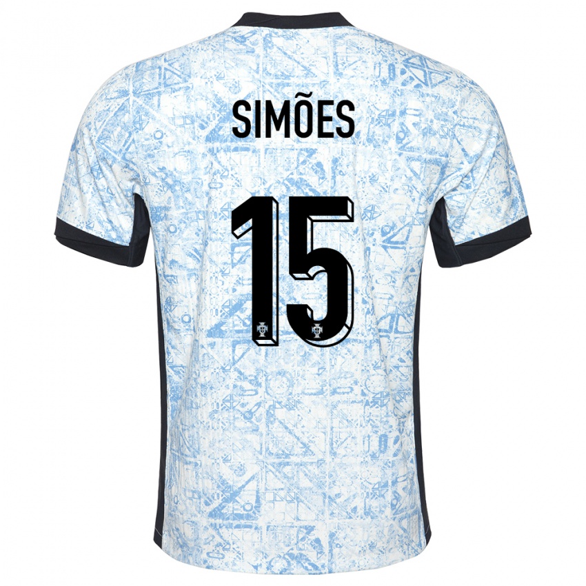 Homem Camisola Portugal Joao Simoes #15 Azul Creme Alternativa 24-26 Camisa Brasil