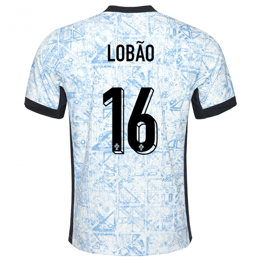 Homem Camisola Portugal Diogo Lobao #16 Azul Creme Alternativa 24-26 Camisa Brasil