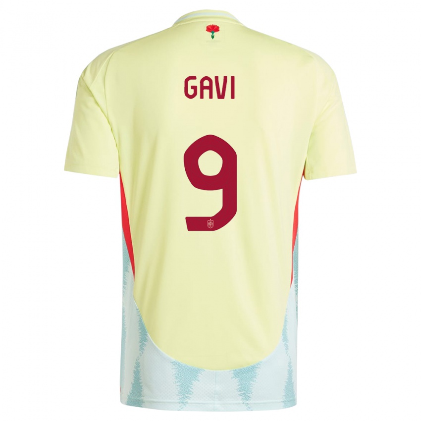 Homem Camisola Espanha Gavi #9 Amarelo Alternativa 24-26 Camisa Brasil